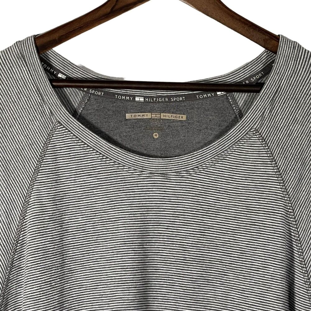 Tommy Hilfiger Sport Top Women's‎ Size L Gray Stripes Raglan Long Sleeves - Picture 2 of 11